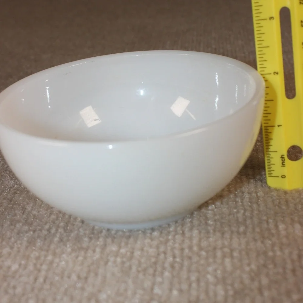 Vintage Fire-King Milk Glass Custard Cup White Small Dessert Bowl Ovenware 4.25